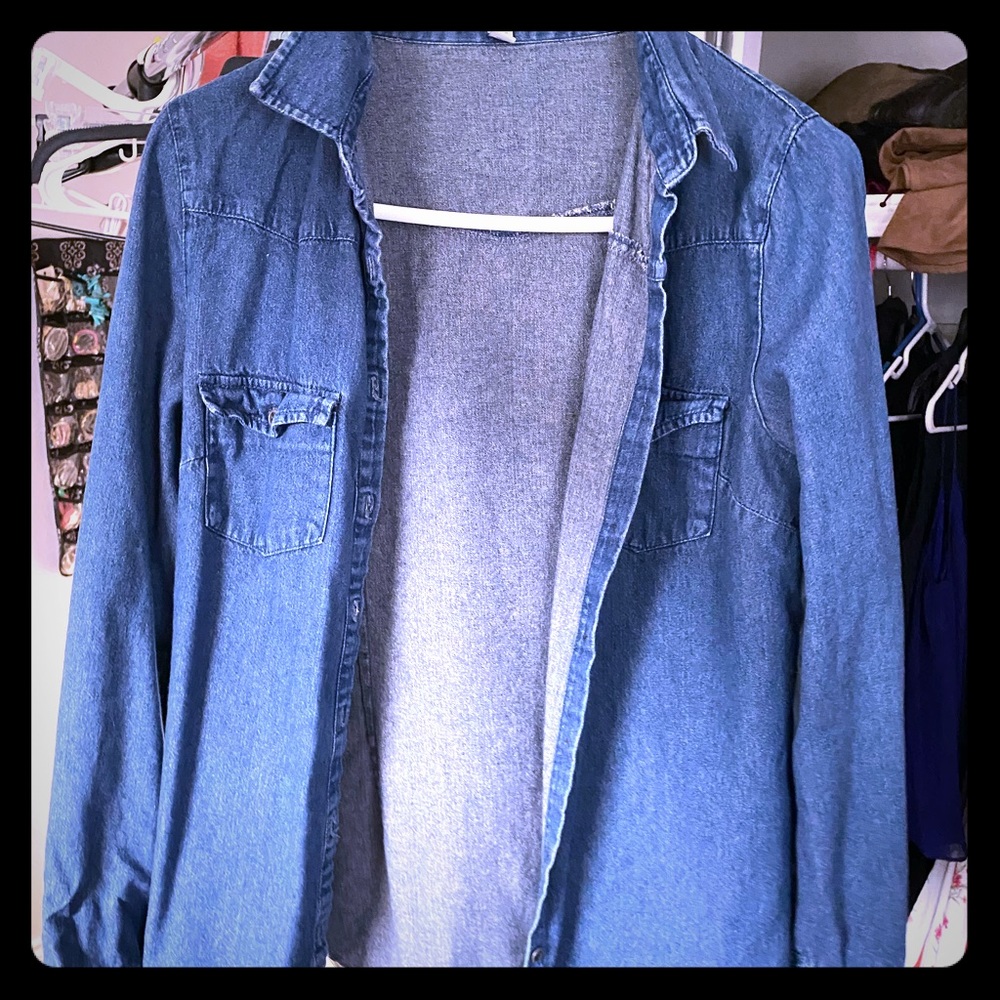Blue denim button up